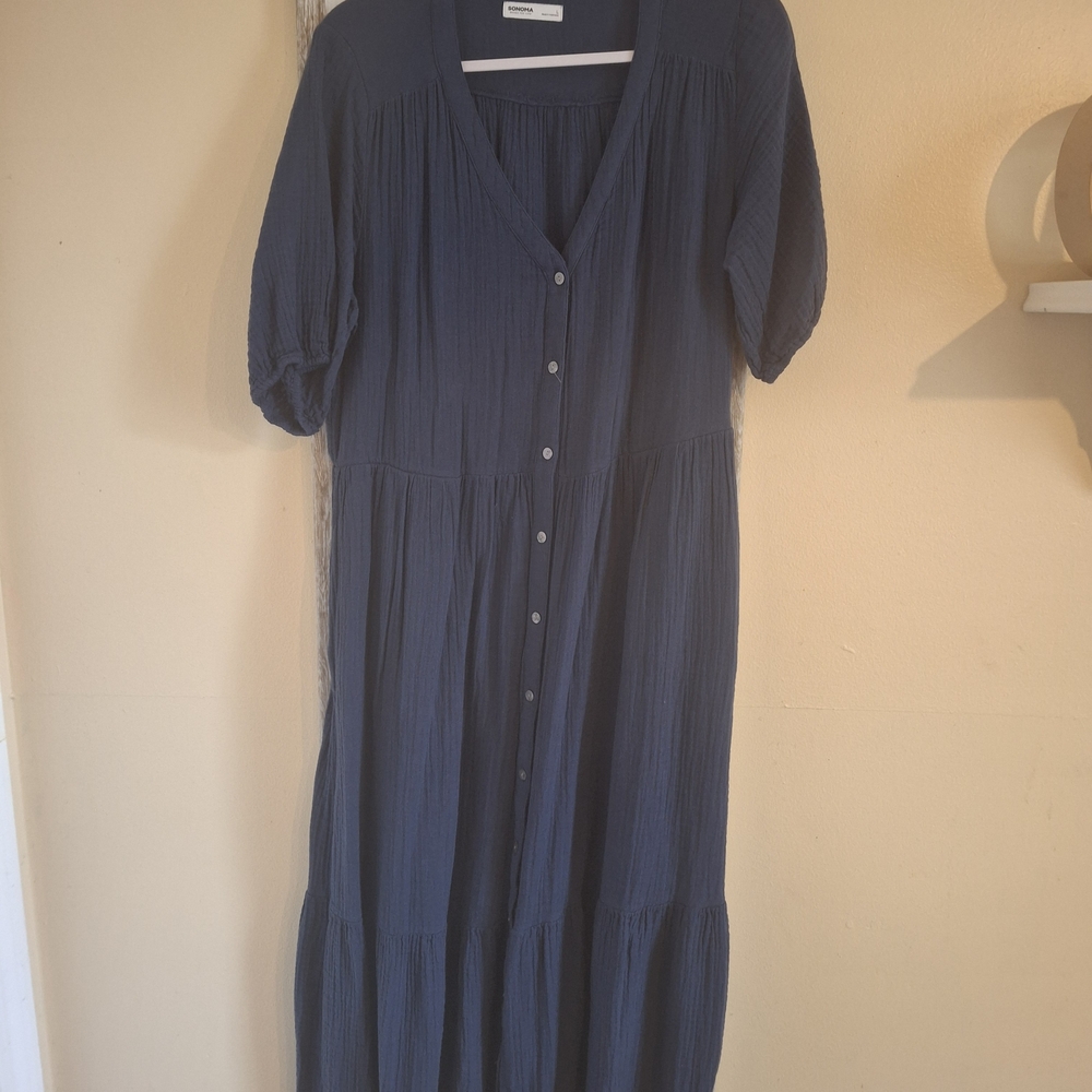 Navy Blue Button-Down Dress